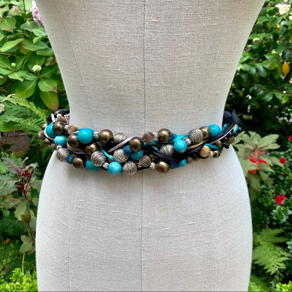 Vintage Carolyn Tanner Blue, Silver & Black Belt